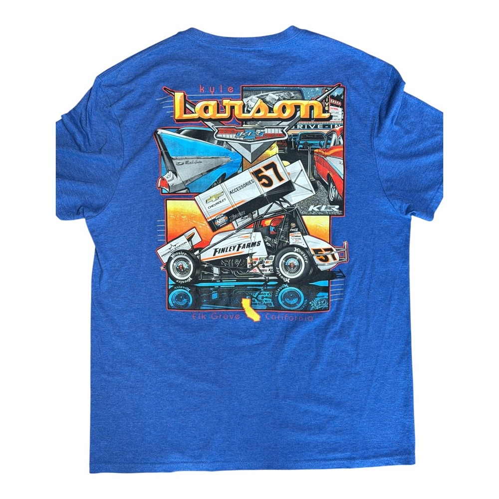 Kyle Larson KLR Racing Finley Farms 57 Sprint Car Graphic T-Shirt Blue Mens XL
